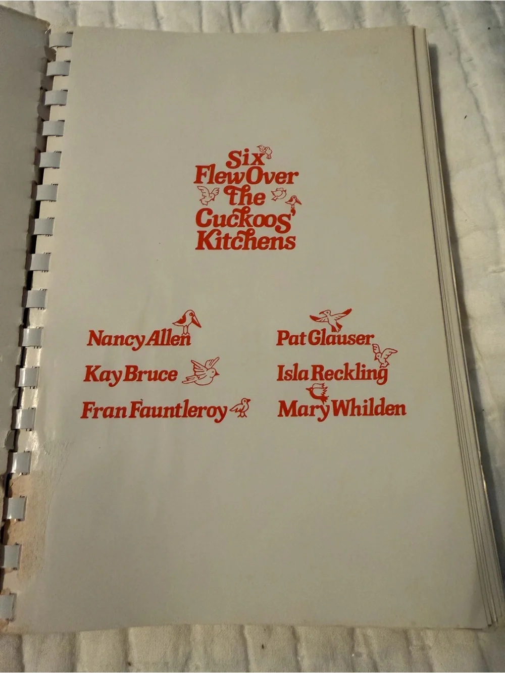 Six Flew Over The Cuckoos Kitchens Cookbook - Cream with Orange Print